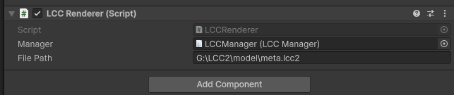 将 LCCRenderer 脚本挂载到对象并绑定 Manager 与文件路径