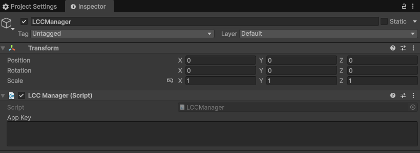 创建 LCCManager 空对象并挂载 LCCManager 脚本