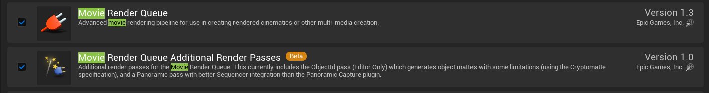 启用 Movie Render Queue 全景渲染插件