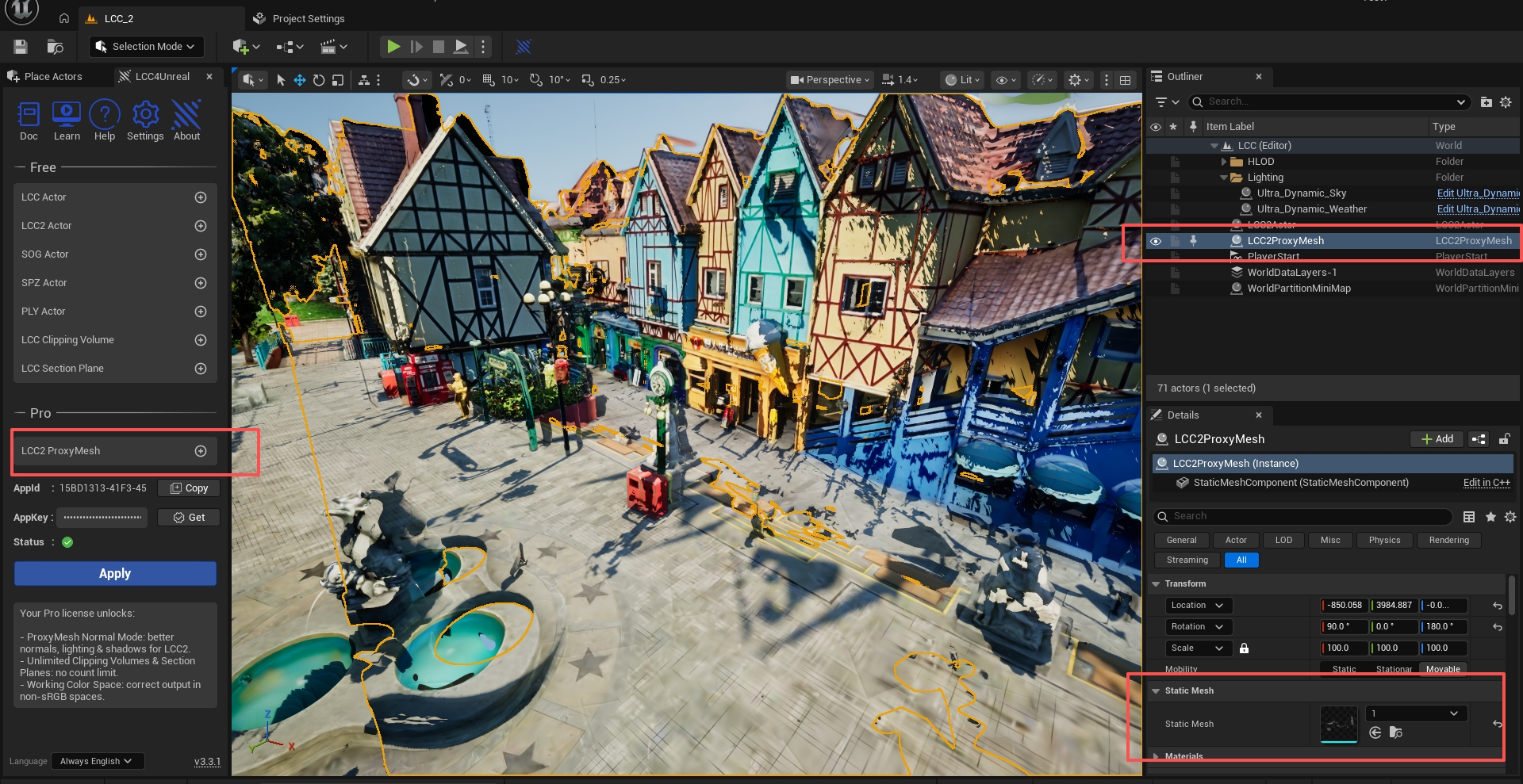 ALCC2ProxyMesh Actor を配置する