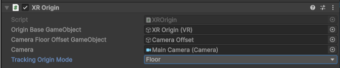 将 XR Origin 的 Tracking Origin Mode 设为 Floor