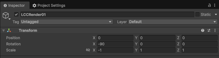 创建 LCCRenderer01 并设置 Transform