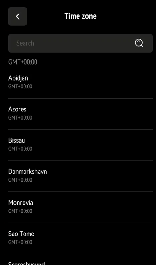 Select a time zone