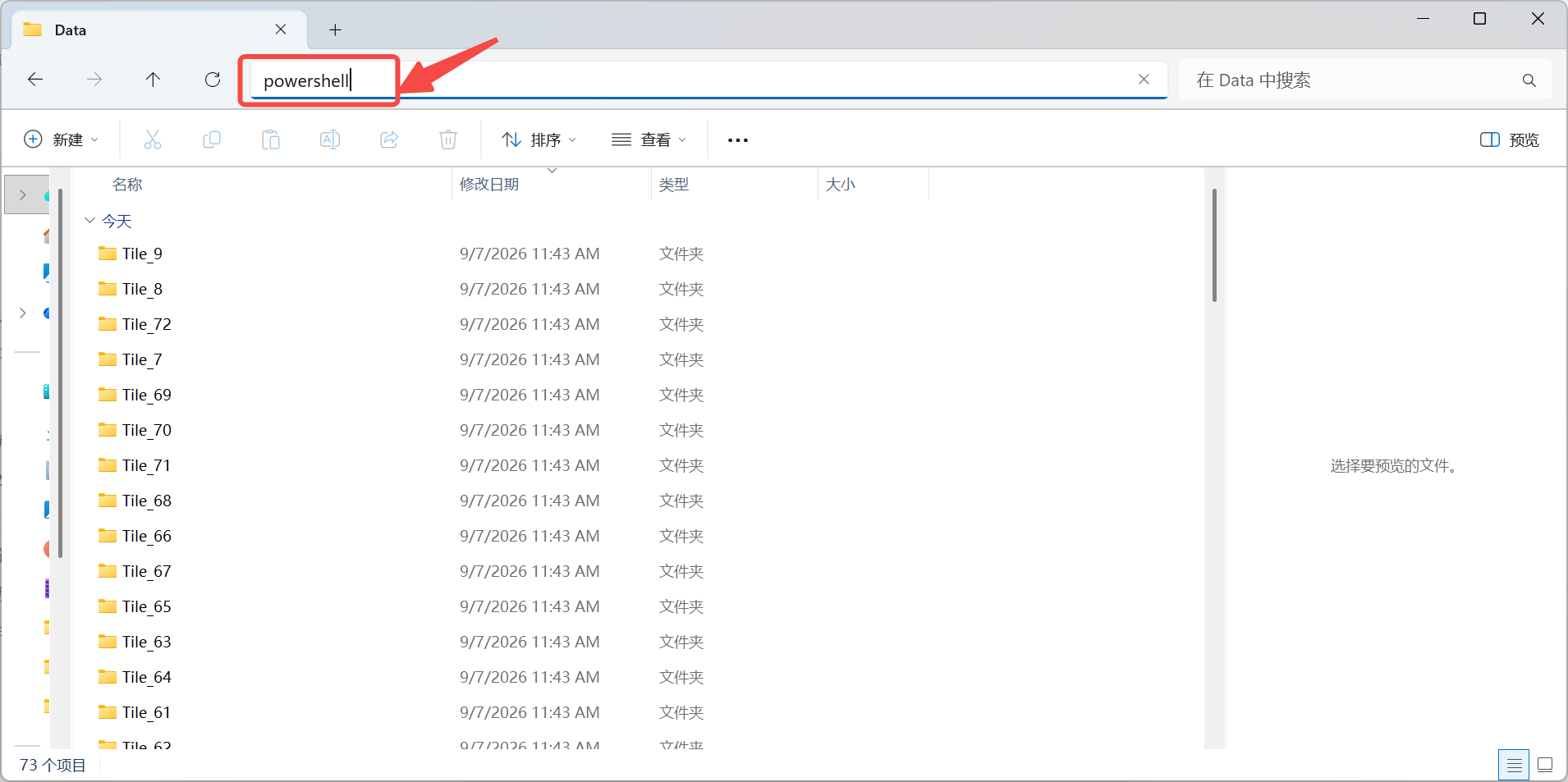 在地址栏输入 powershell