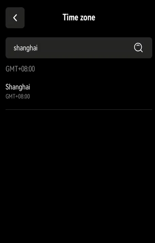 Search for a time zone
