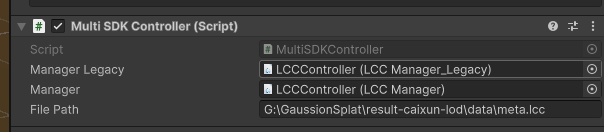 挂载 MultiSDKController 脚本并设置属性