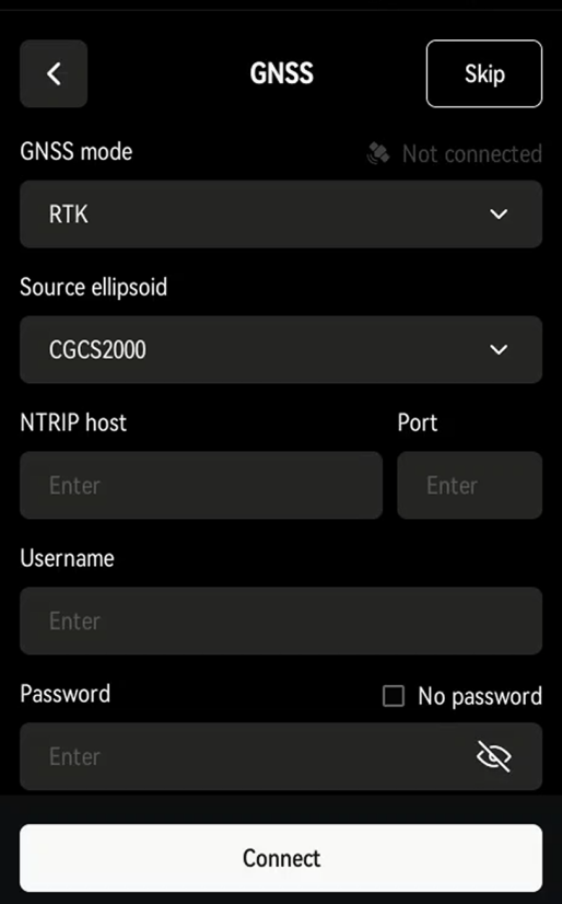 GNSS settings screen
