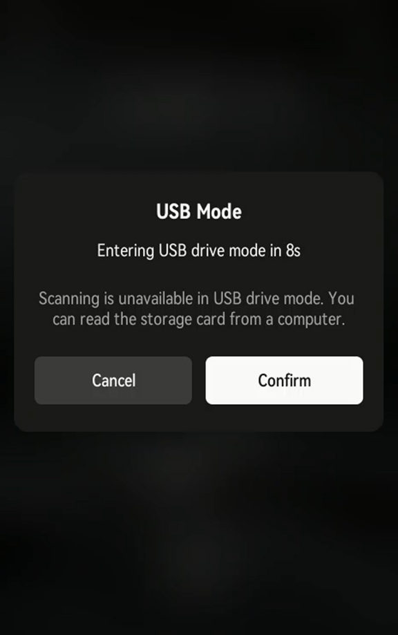 USB storage mode prompt
