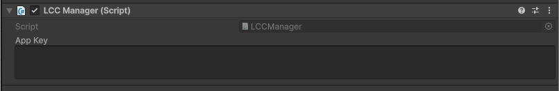 在 LCCManager 组件的 AppKey 字段填入 AppKey