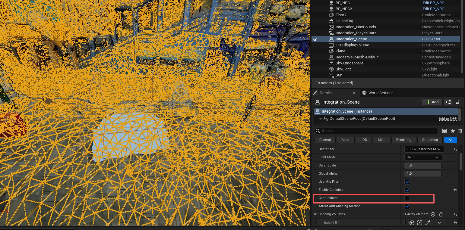 The collision wireframe is complete when Clip Collision is off
