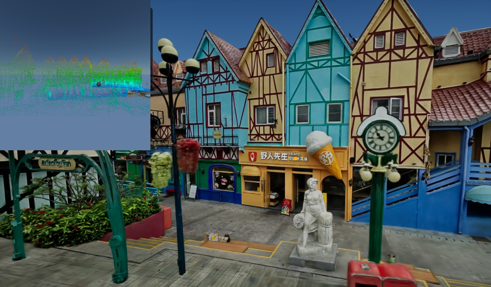 SceneCapture minimap rendering a top-down point cloud